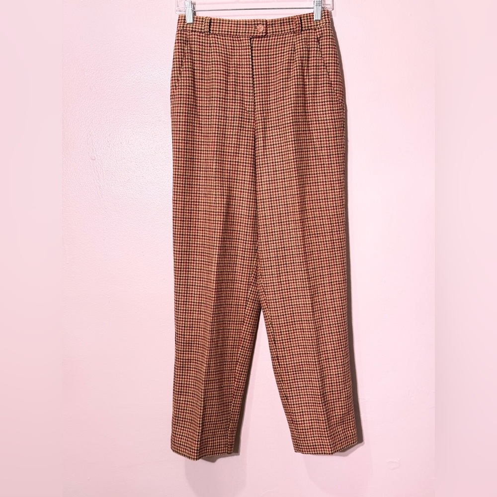 Koret of California 80s/90s Pants, Tartan Wool Mixed Checks, Vintage High Waist - Picture 1 of 9